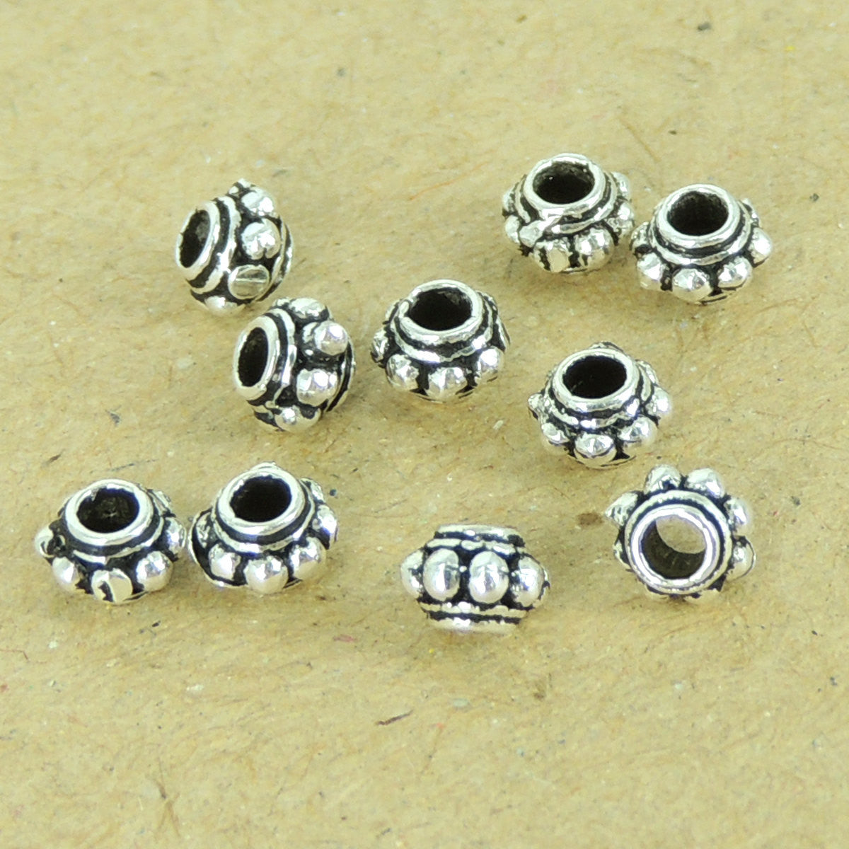 925 Sterling Silver 10 PCS Vintage Detail Spacer Beads - Wholesale